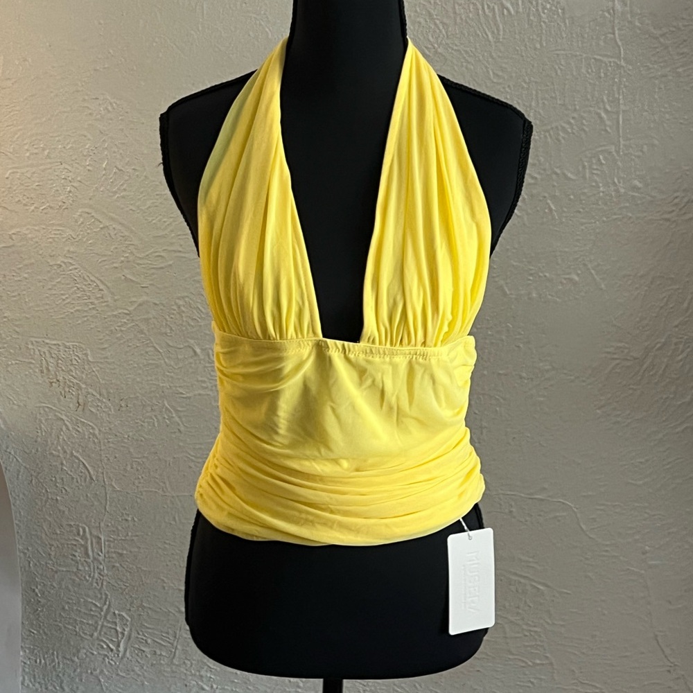 Muse Yellow Halter Tank Top